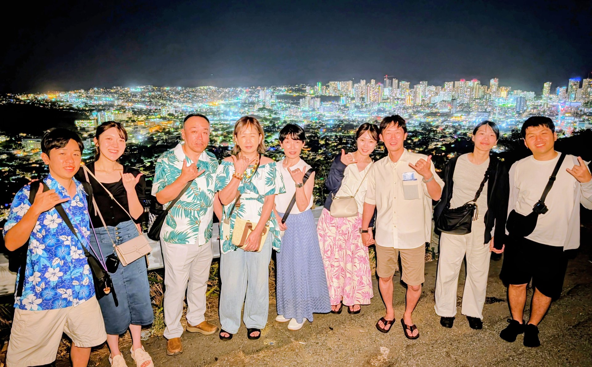 タンタラス展望台からのホノルル夜景パノラマ